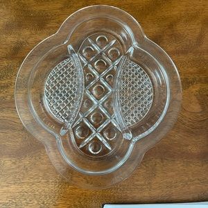 Imperial Glass Ohio Cape Cod 3 Section Relish Dish Clover Design Vintage